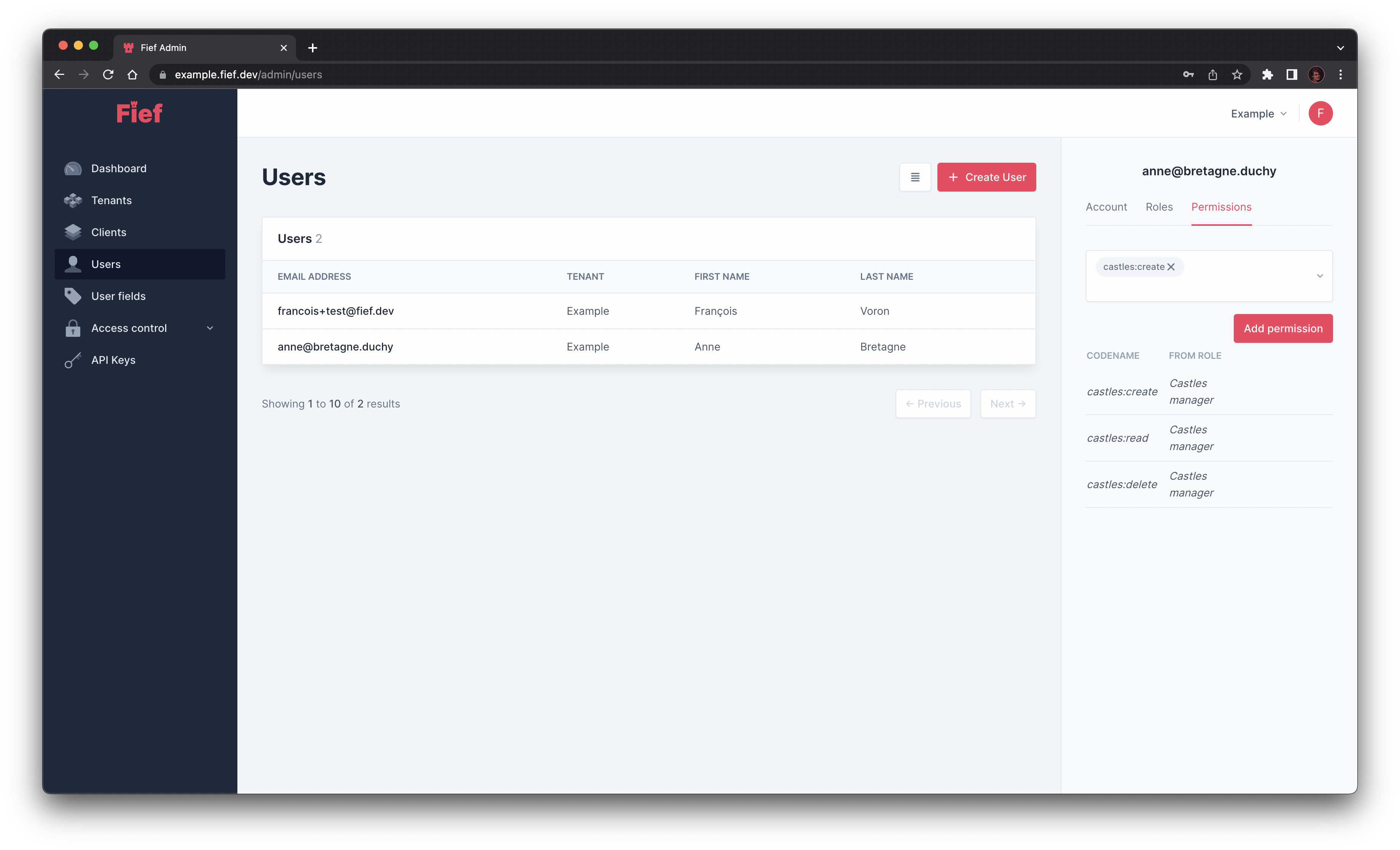 Add permission to user from admin dashboard