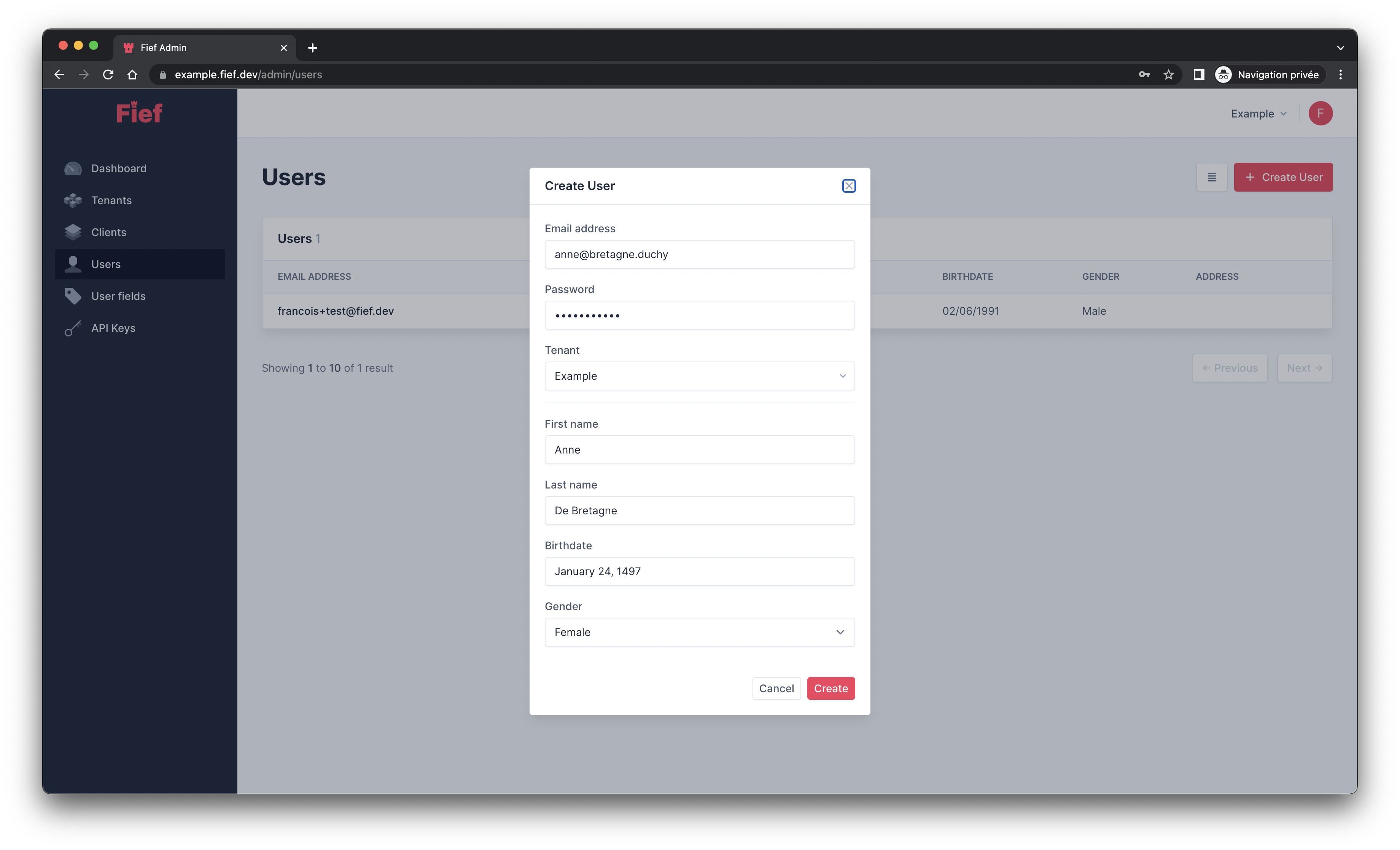 Create users from admin dashboard