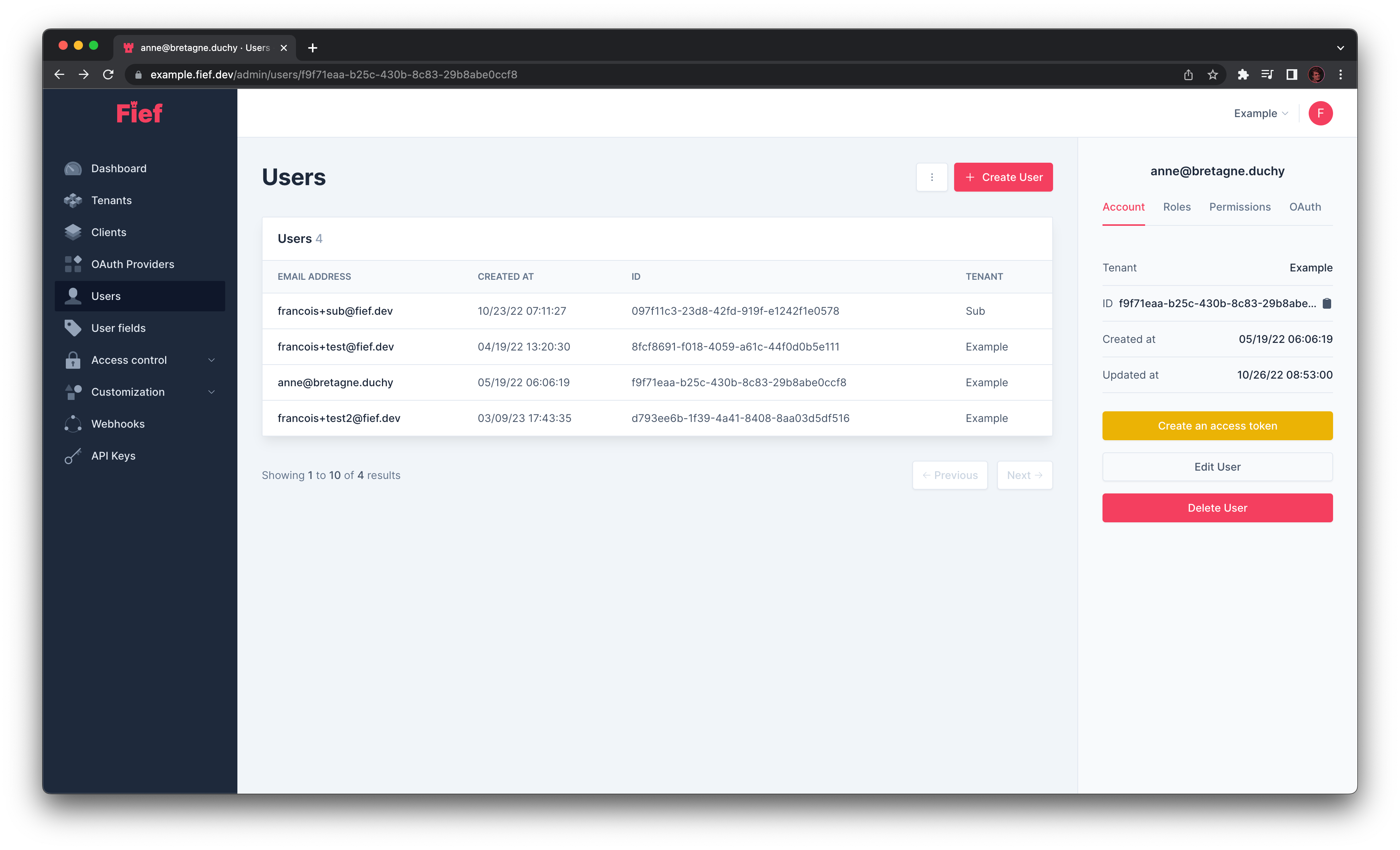 View user details from admin dashboard