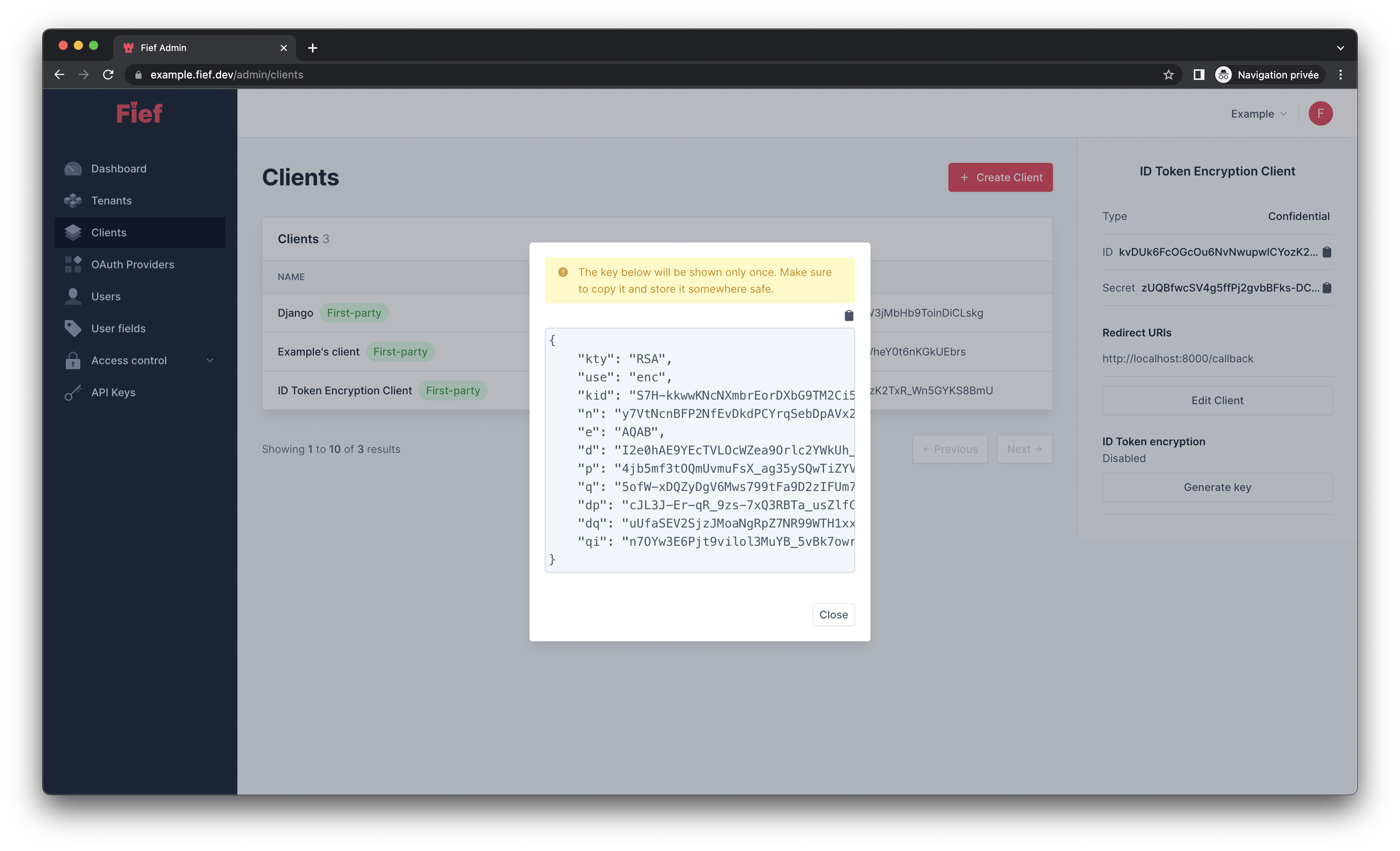 Enable ID Token encryption on a client