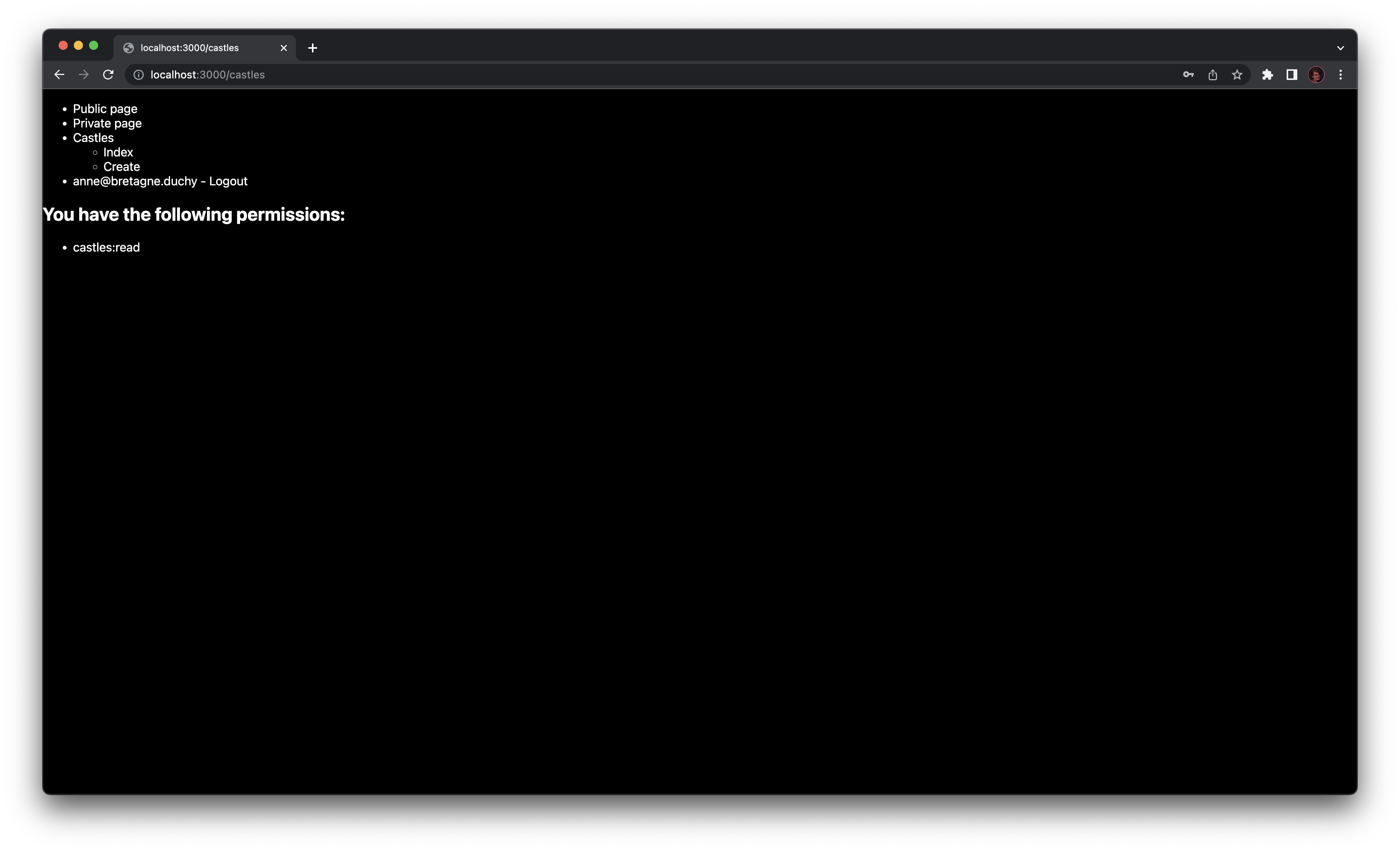 Next.js castles page