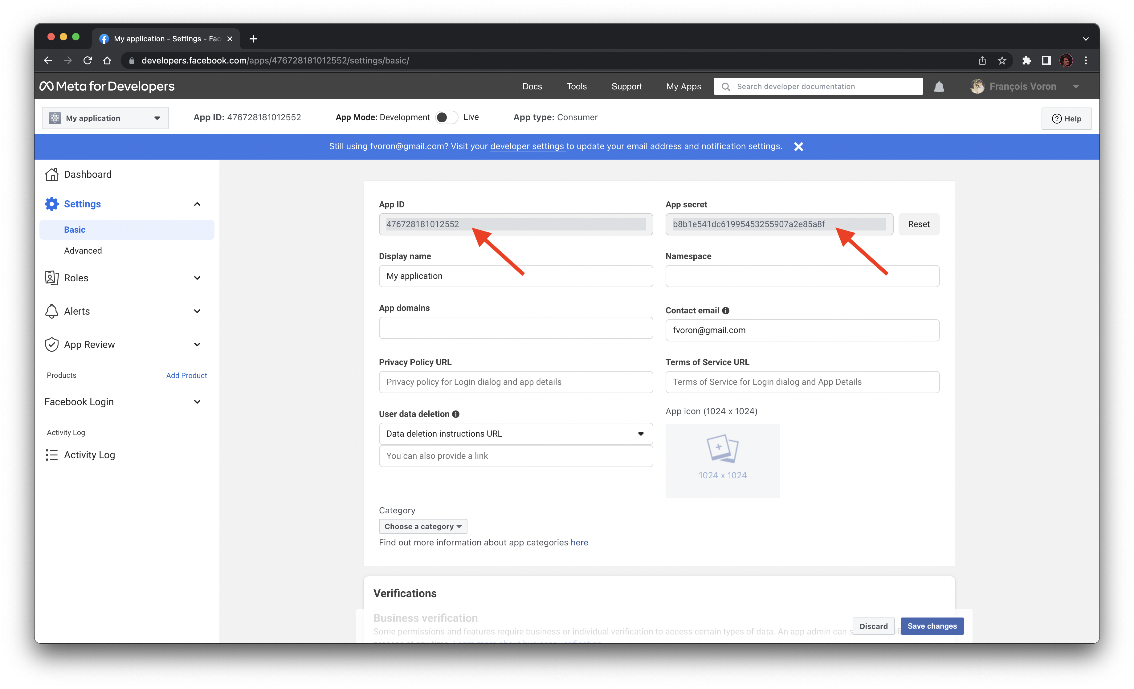 Facebook OAuth2 client configuration