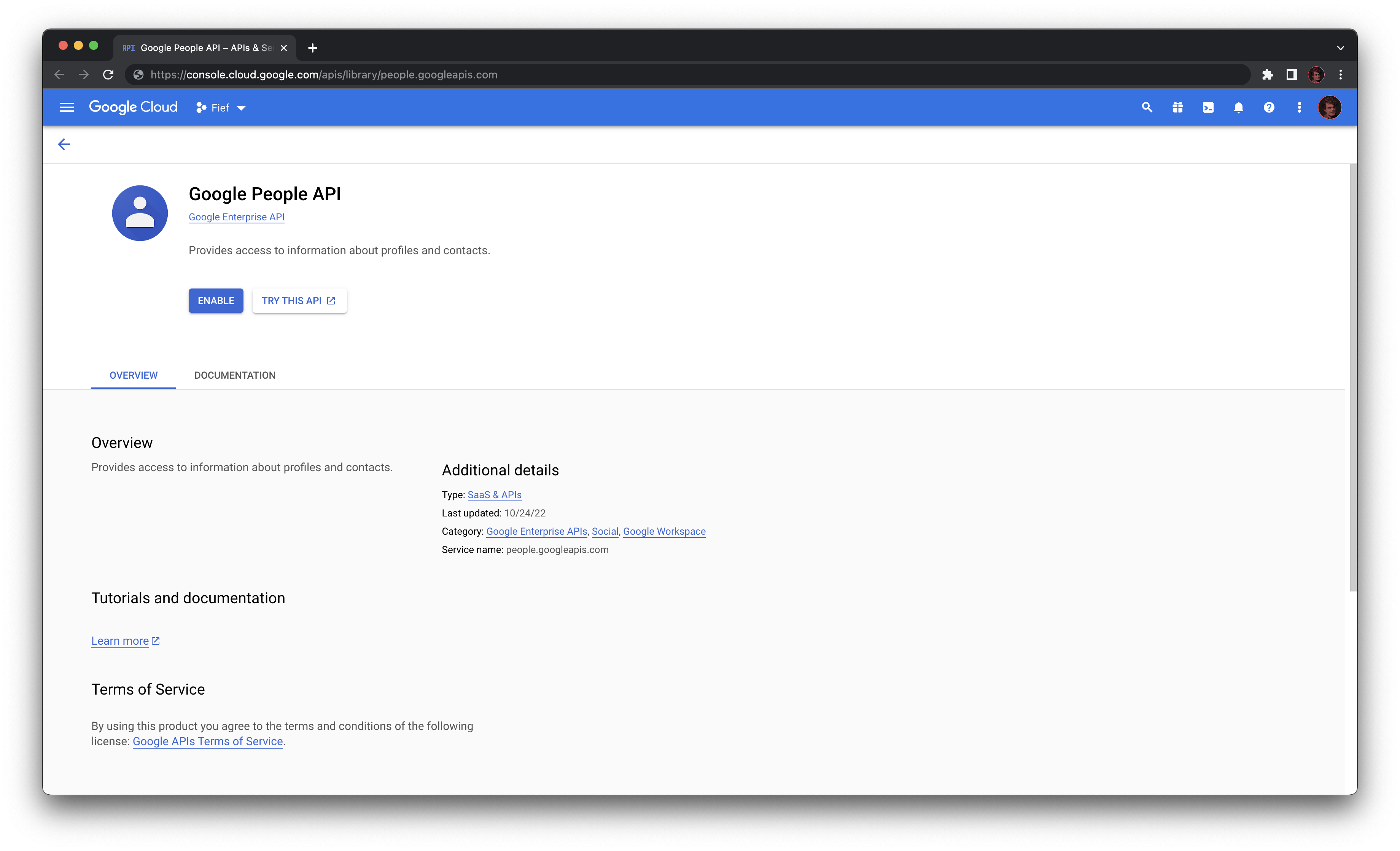 Google enable People API