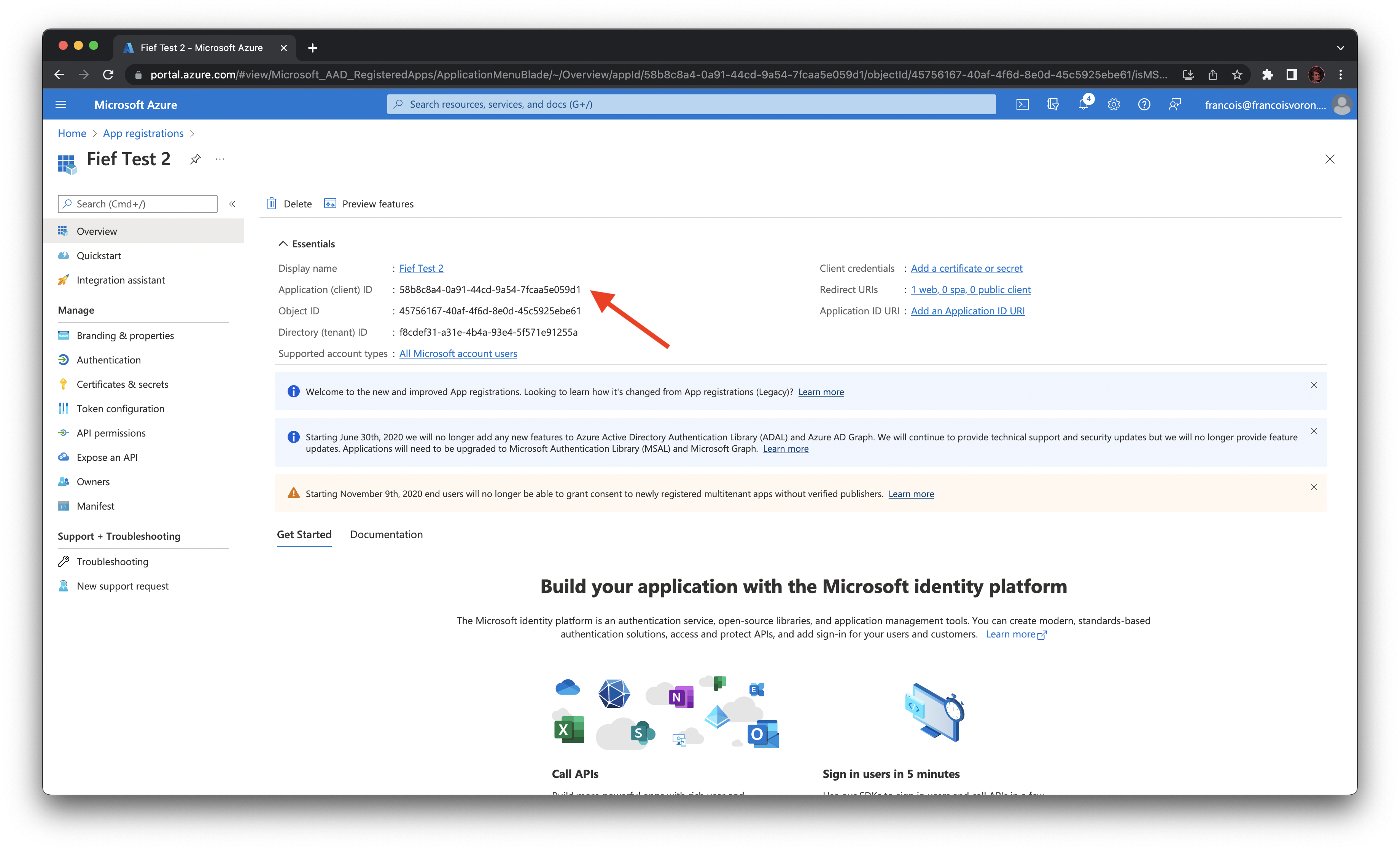 Microsoft OAuth2 client ID